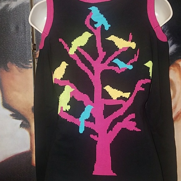 Too Fast Mythical Bird Tree Cardigan Cold Shoulder Pink Bows Owl Long Sleeve - Picture 4 of 8